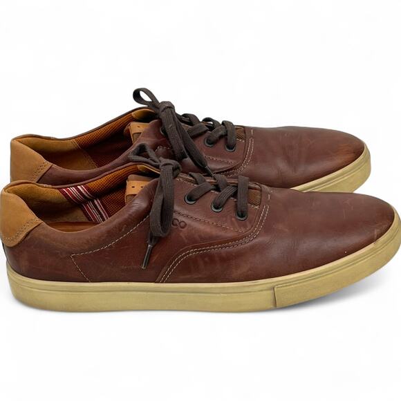ECCO Men's Kyle Retro Fashion Sneakers Brown Leather EU 47/ US 13 Preppy Office - Picture 5 of 9